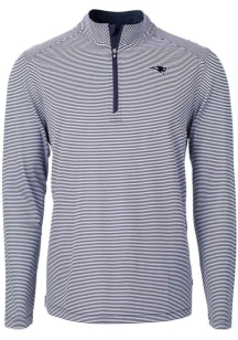 Cutter and Buck New England Patriots Mens Navy Blue Mono Virtue Eco Pique Stripe Big and Tall Qtr..