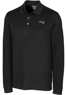 Cutter and Buck New England Patriots Black Mono Advantage Pique Long Sleeve Big and Tall Polo