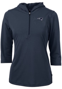 Cutter and Buck New England Patriots Womens Navy Blue Mono Virtue Eco Pique Hooded Sweatshirt