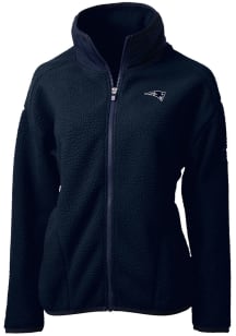 Cutter and Buck New England Patriots Womens Navy Blue Mono Cascade Sherpa Long Sleeve Full Zip Jac..