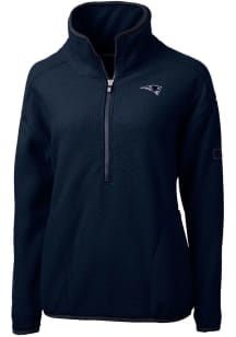 Cutter and Buck New England Patriots Womens Navy Blue Mono Cascade Sherpa Qtr Zip