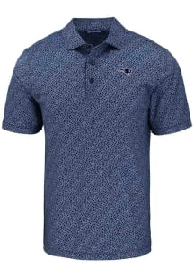 Cutter and Buck New England Patriots Mens Navy Blue Mono Pike Pebble Short Sleeve Polo