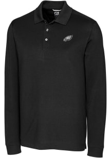 Cutter and Buck Philadelphia Eagles Mens Black Mono Advantage Long Sleeve Polo Shirt