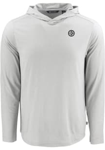 Cutter and Buck Pittsburgh Steelers Mens Charcoal Mono Coastline Eco Long Sleeve Lightweight Hoodi..