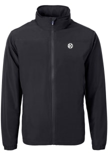 Cutter and Buck Pittsburgh Steelers Mens Black Mono Charter Eco Light Weight Jacket