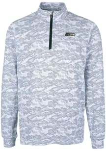 Cutter and Buck Seattle Seahawks Mens Charcoal Mono Traverse Camo Big and Tall Qtr Zip