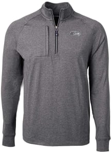Cutter and Buck Seattle Seahawks Mens Black Mono Adapt Eco Knit Big and Tall Qtr Zip