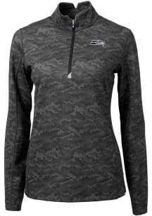 Cutter and Buck Seattle Seahawks Womens Black Mono Traverse Camo Qtr Zip