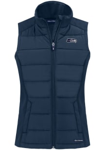 Cutter and Buck Seattle Seahawks Womens Navy Blue Mono Evoke Vest
