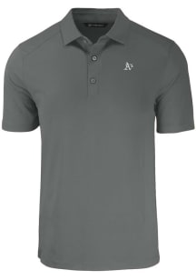 Cutter and Buck Oakland Athletics Mens Grey Mono Forge Recycled Short Sleeve Polo