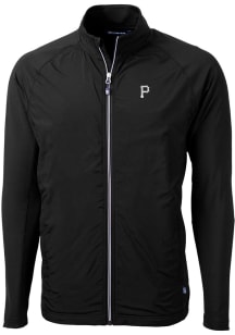 Cutter and Buck Pittsburgh Pirates Mens Black Mono Adapt Eco Big and Tall Light Weight Jacket