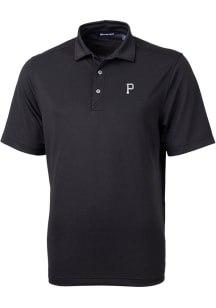 Cutter and Buck Pittsburgh Pirates Mens Black Mono Virtue Eco Pique Short Sleeve Polo