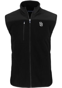 Cutter and Buck San Diego Padres Mens Black Mono Cascade Sherpa Sleeveless Jacket