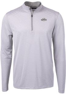 Cutter and Buck San Francisco Giants Mens Grey Mono Virtue Eco Pique Micro Stripe Long Sleeve Qtr..