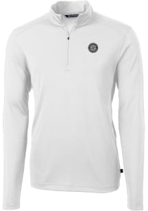 Cutter and Buck Seattle Mariners Mens White Mono Virtue Eco Pique Big and Tall Qtr Zip