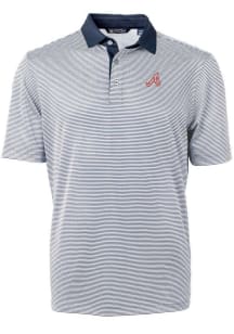 Cutter and Buck Atlanta Braves Navy Blue Cooperstown Virtue Eco Pique Micro Stripe Big and Tall Po..