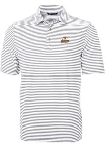 Cutter and Buck Houston Astros Grey Cooperstown Virtue Eco Pique Stripe Big and Tall Polo