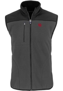Cutter and Buck Nebraska Cornhuskers Mens Grey Cascade Sherpa Style Sleeveless Jacket