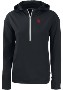 Cutter and Buck Nebraska Cornhuskers Womens Black Vault Daybreak Hood Qtr Zip