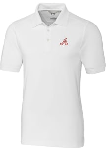 Cutter and Buck Atlanta Braves White Cooperstown Advantage Pique Big and Tall Polo