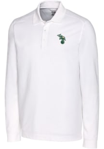 Cutter and Buck Oakland Athletics White Cooperstown Advantage Pique Long Sleeve Big and Tall Polo