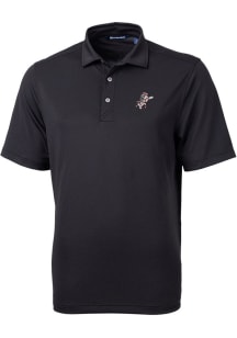 Cutter and Buck Cincinnati Reds Mens Black Cooperstown Virtue Eco Pique Short Sleeve Polo