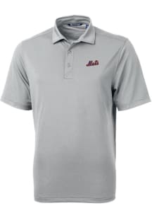 Cutter and Buck New York Mets Mens Grey Cooperstown Virtue Eco Pique Short Sleeve Polo