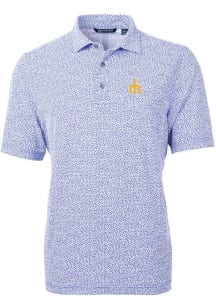 Cutter and Buck Seattle Mariners Mens Blue Cooperstown Virtue Eco Pique Botanical Short Sleeve Pol..