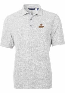 Cutter and Buck Houston Astros Mens Grey Cooperstown Virtue Eco Pique Botanical Short Sleeve Polo