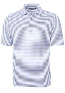 Cutter and Buck Colorado Rockies Mens Pink Cooperstown Virtue Eco Pique Stripe Short Sleeve Polo