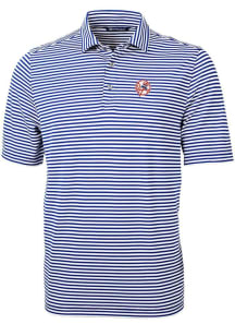 Cutter and Buck New York Yankees Mens Blue Cooperstown Virtue Eco Pique Stripe Short Sleeve Polo