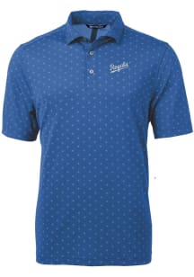 Cutter and Buck Kansas City Royals Mens Blue Cooperstown Virtue Eco Pique Tile Short Sleeve Polo