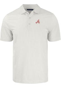Cutter and Buck Atlanta Braves Mens White Cooperstown Pike Symmetry Short Sleeve Polo