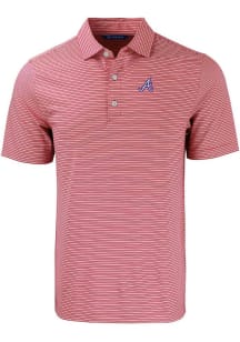 Cutter and Buck Atlanta Braves Mens Red Cooperstown Forge Double Stripe Short Sleeve Polo