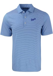 Cutter and Buck Kansas City Royals Mens Blue Cooperstown Forge Double Stripe Short Sleeve Polo
