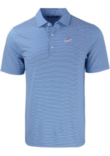 Cutter and Buck Los Angeles Dodgers Mens Blue Cooperstown Forge Double Stripe Short Sleeve Polo