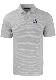 Cutter and Buck Chicago White Sox Mens Grey Cooperstown Forge Double Stripe Short Sleeve Polo