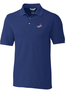 Cutter and Buck Los Angeles Dodgers Mens Blue Cooperstown Advantage Short Sleeve Polo