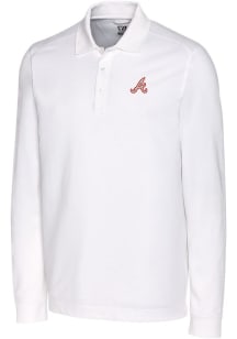 Cutter and Buck Atlanta Braves Mens White Cooperstown Advantage Long Sleeve Polo Shirt
