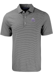 Cutter and Buck Northwestern Wildcats Mens Black Vault Forge Double Stripe Short Sleeve Polo