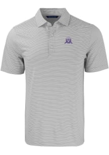 Cutter and Buck Northwestern Wildcats Mens Grey Vault Forge Double Stripe Short Sleeve Polo