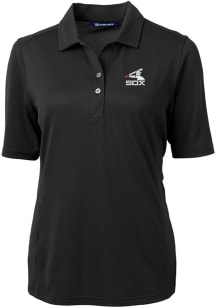 Cutter and Buck Chicago White Sox Womens Black Cooperstown Virtue Eco Pique Short Sleeve Polo Shir..