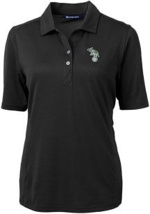 Cutter and Buck Oakland Athletics Womens Black Cooperstown Virtue Eco Pique Short Sleeve Polo Shir..