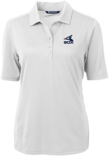 Cutter and Buck Chicago White Sox Womens White Cooperstown Virtue Eco Pique Short Sleeve Polo Shir..