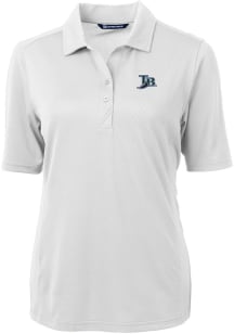 Cutter and Buck Tampa Bay Rays Womens White Cooperstown Virtue Eco Pique Short Sleeve Polo Shirt