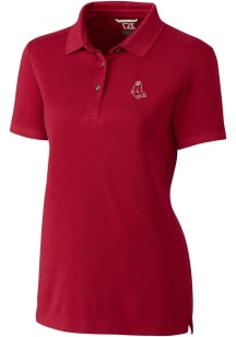 Cutter and Buck Boston Red Sox Womens Cardinal Cooperstown Advantage Short Sleeve Polo Shirt