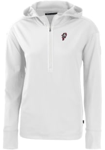Cutter and Buck Ohio State Buckeyes Womens White Vault Daybreak Hood Qtr Zip
