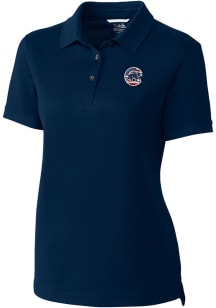 Cutter and Buck Chicago Cubs Womens Navy Blue Stars and Stripes Advantage Short Sleeve Polo Shirt