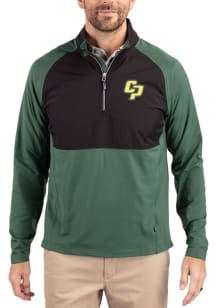 Cutter and Buck Cal Poly Mustangs Mens Green Adapt Eco Hybrid Long Sleeve Qtr Zip Pullover