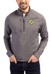 Cutter and Buck Cal Poly Mustangs Mens Black Adapt Eco Long Sleeve Qtr Zip Pullover